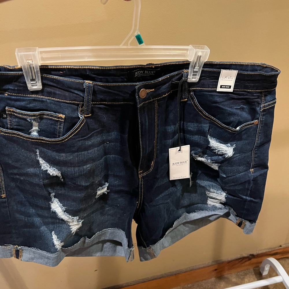 Judy Blue Dark Blue Distressed Jean Shorts